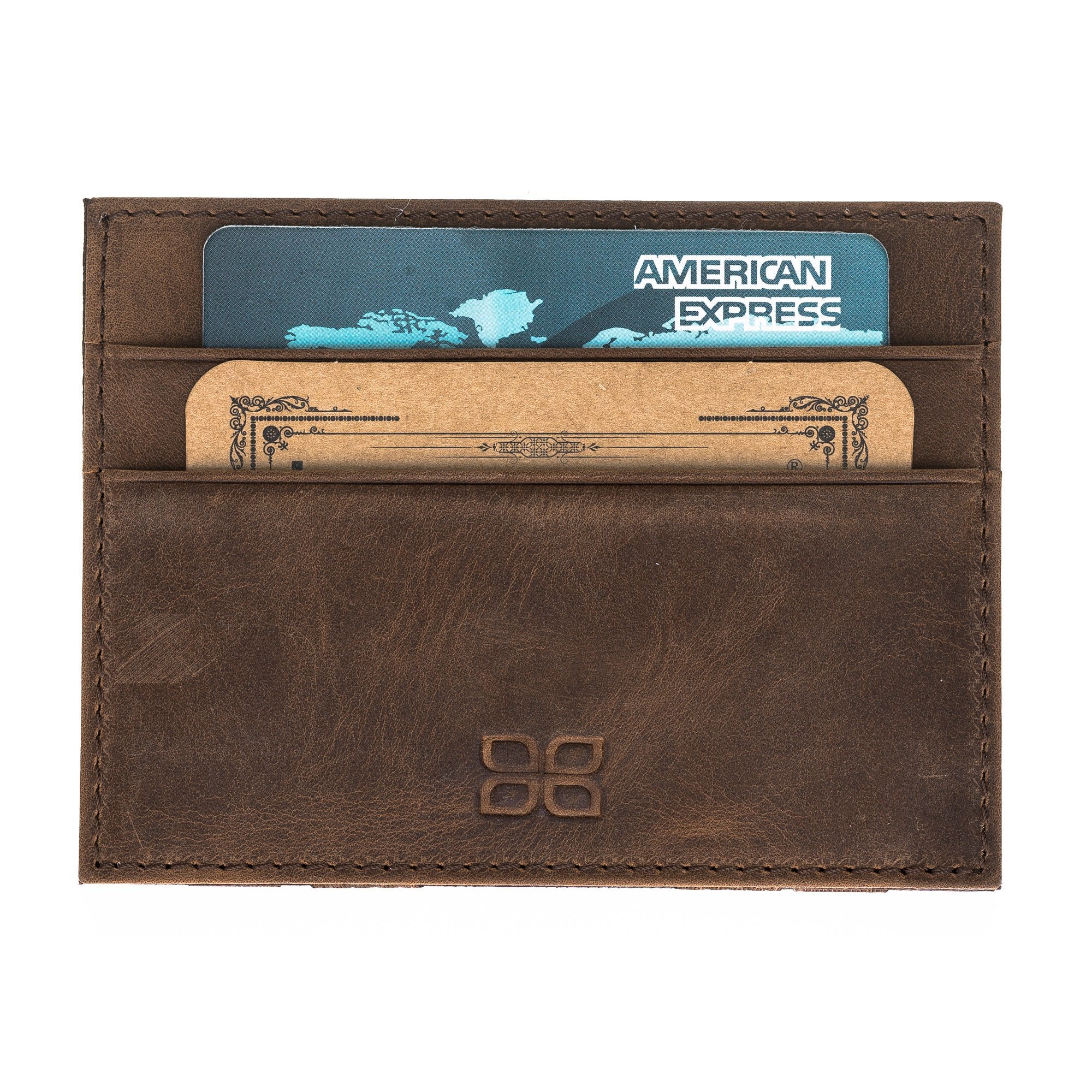 Antik Kaffe Braun Portemonnaie, Vintage Card Holder