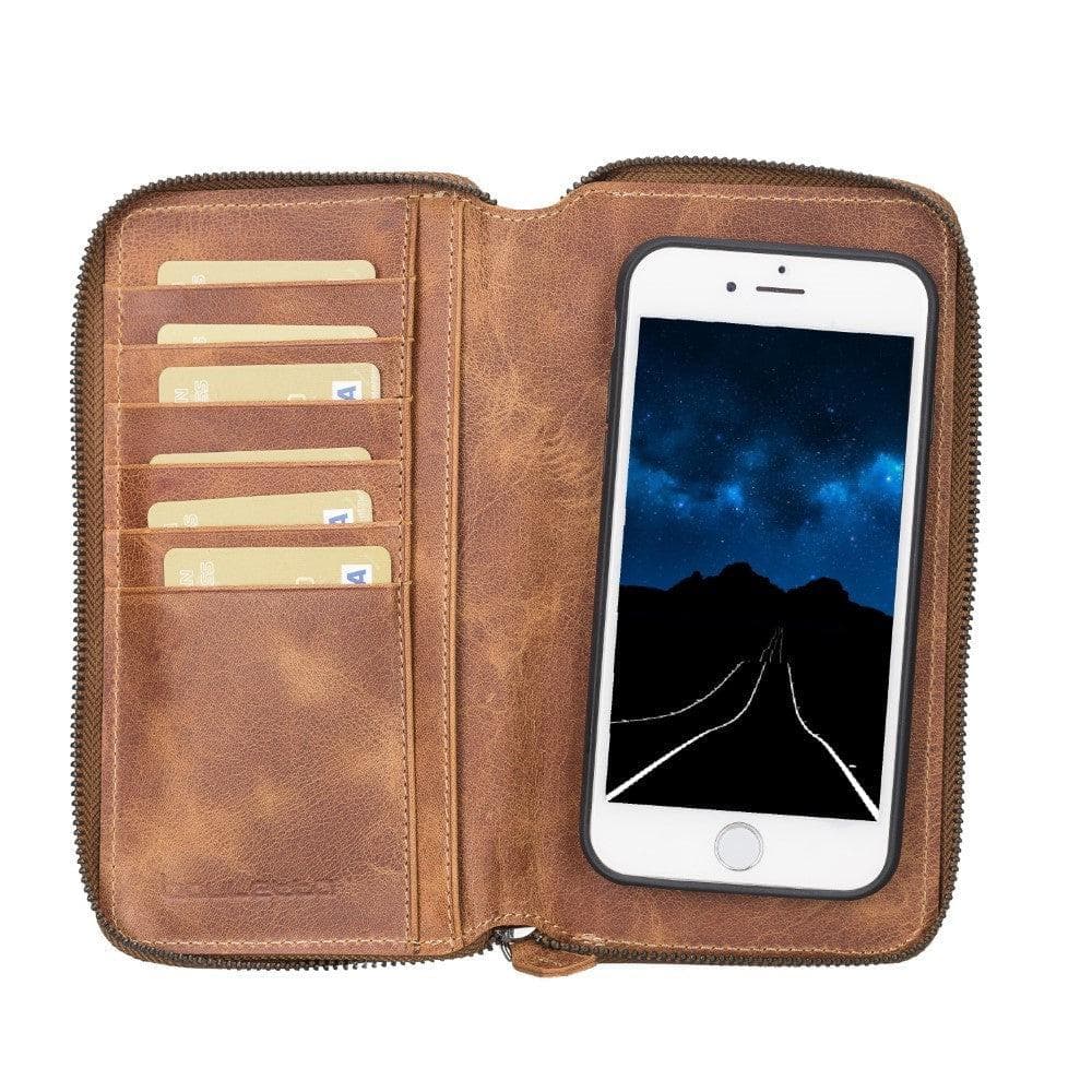 Apple iPhone 7 Series Leather Pouch Magnetic Detachable Leather Wallet Case iPhone 7 / Vegetal Tan Bouletta