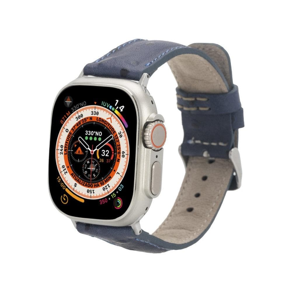 Cardiff Classic Apple Watch Leather Straps Ostrich Blue / Leather Bouletta LTD