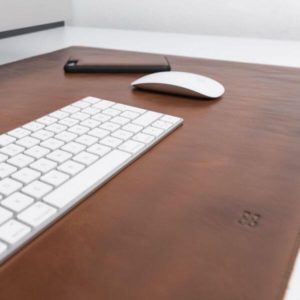 Desk Mat Leather Desk Mat & Pad RST2EF - Rustic Tan with Effect Bouletta Shop