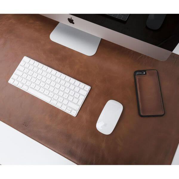 Desk Mat Leather Desk Mat & Pad RST2EF - Rustic Tan with Effect Bouletta Shop