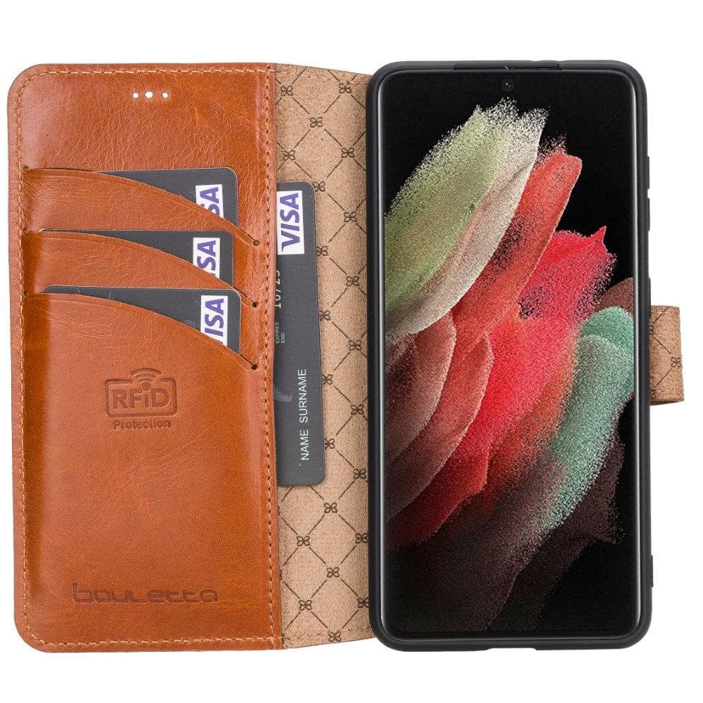 Mobile Phone Cases Non-Detachable Leather Wallet Cases for Samsung Galaxy S21 Series Bouletta Shop