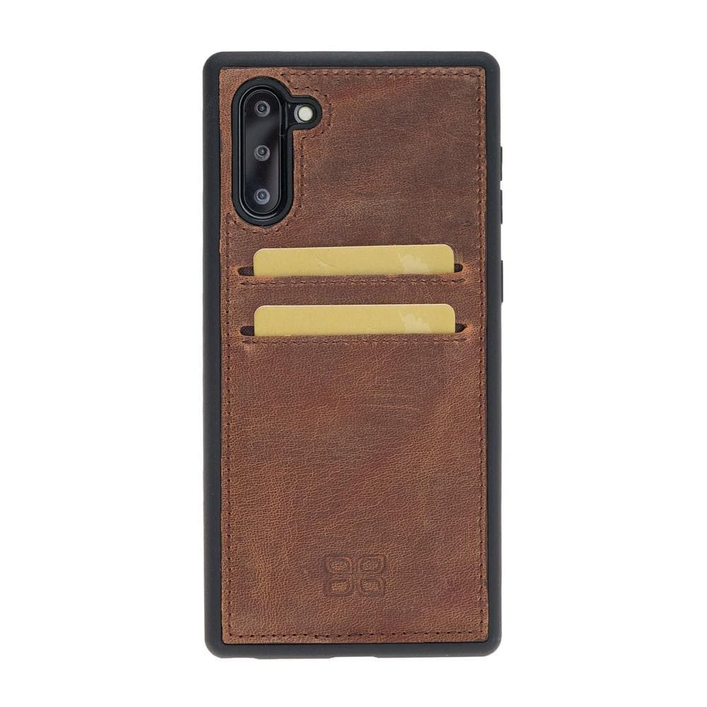 Phone Case Flex Cover Back Leather Case with Card Holder for Samsung Note 10 - Antic Brown Bouletta Shop