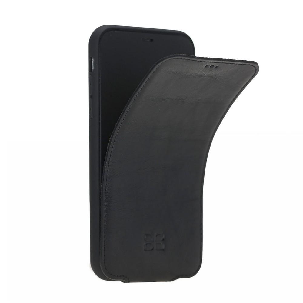 Flip Cover Leather Case with Credit Card for Apple iPhone XR - Rustic Black Bouletta Shop