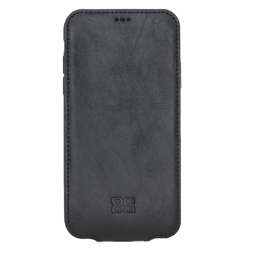 Flip Cover Leather Case with Credit Card for Apple iPhone XR - Rustic Black Bouletta Shop