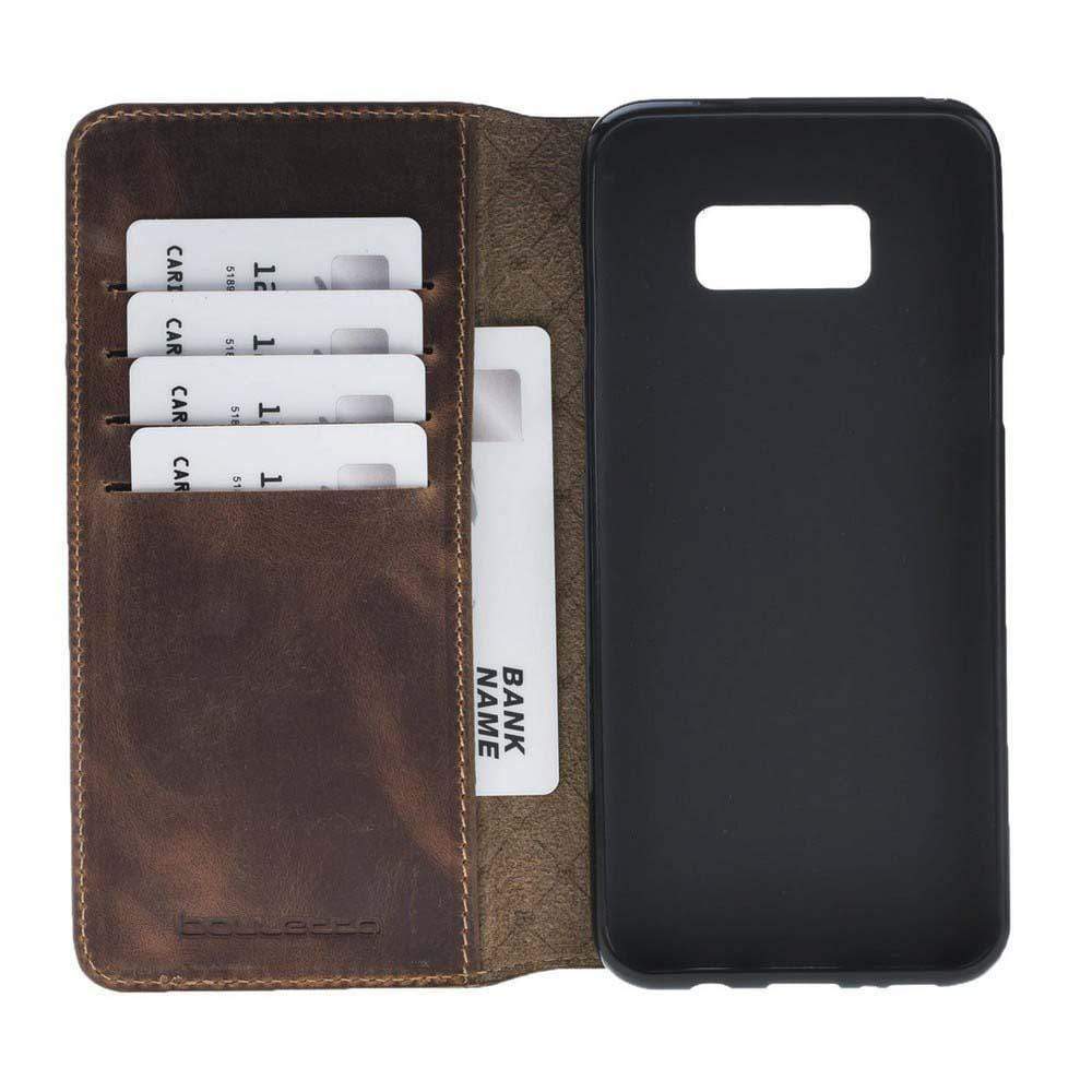 Phone Case Leather Book Case for Samsung Galaxy S8 - Antic Brown Bouletta Shop
