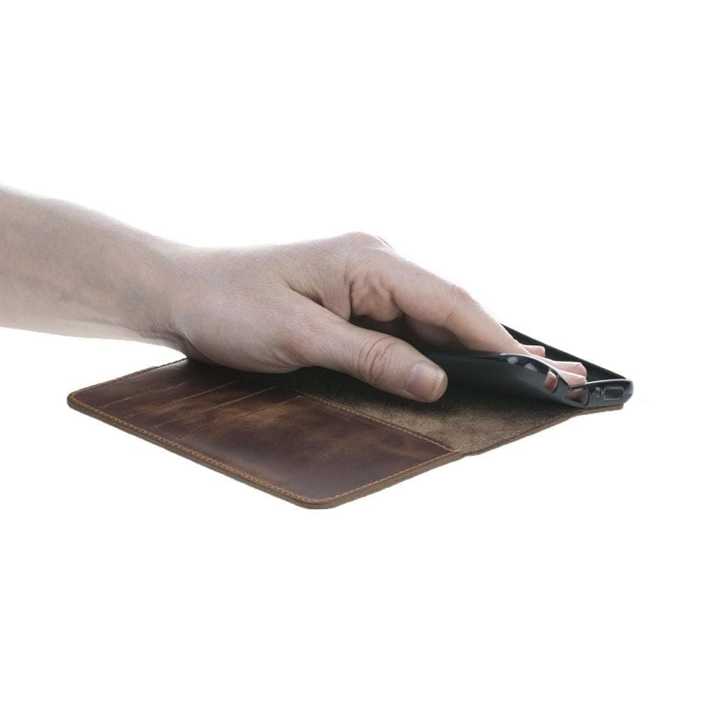 Phone Case Leather Book Case for Samsung Galaxy S8 - Antic Brown Bouletta Shop