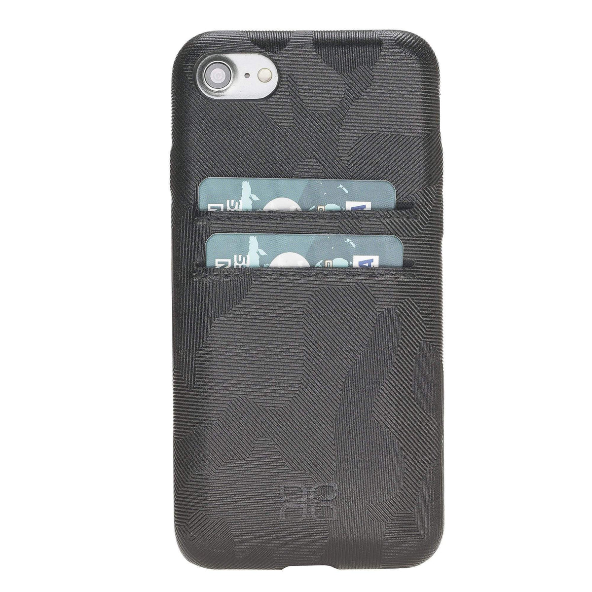 Phone Case Leather Ultra Cover with Credit Card Slots for Apple iphone SE2/7/8 - Camouflage Black Bouletta Shop