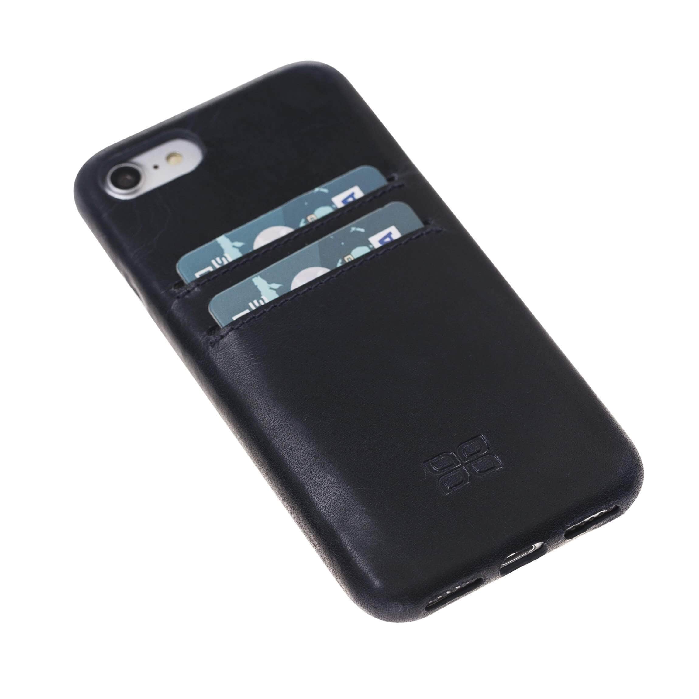 Phone Case Leather Ultra Cover with Credit Card Slots for Apple iphone SE2/7/8 - Vegetal Dark Blue Bouletta Shop