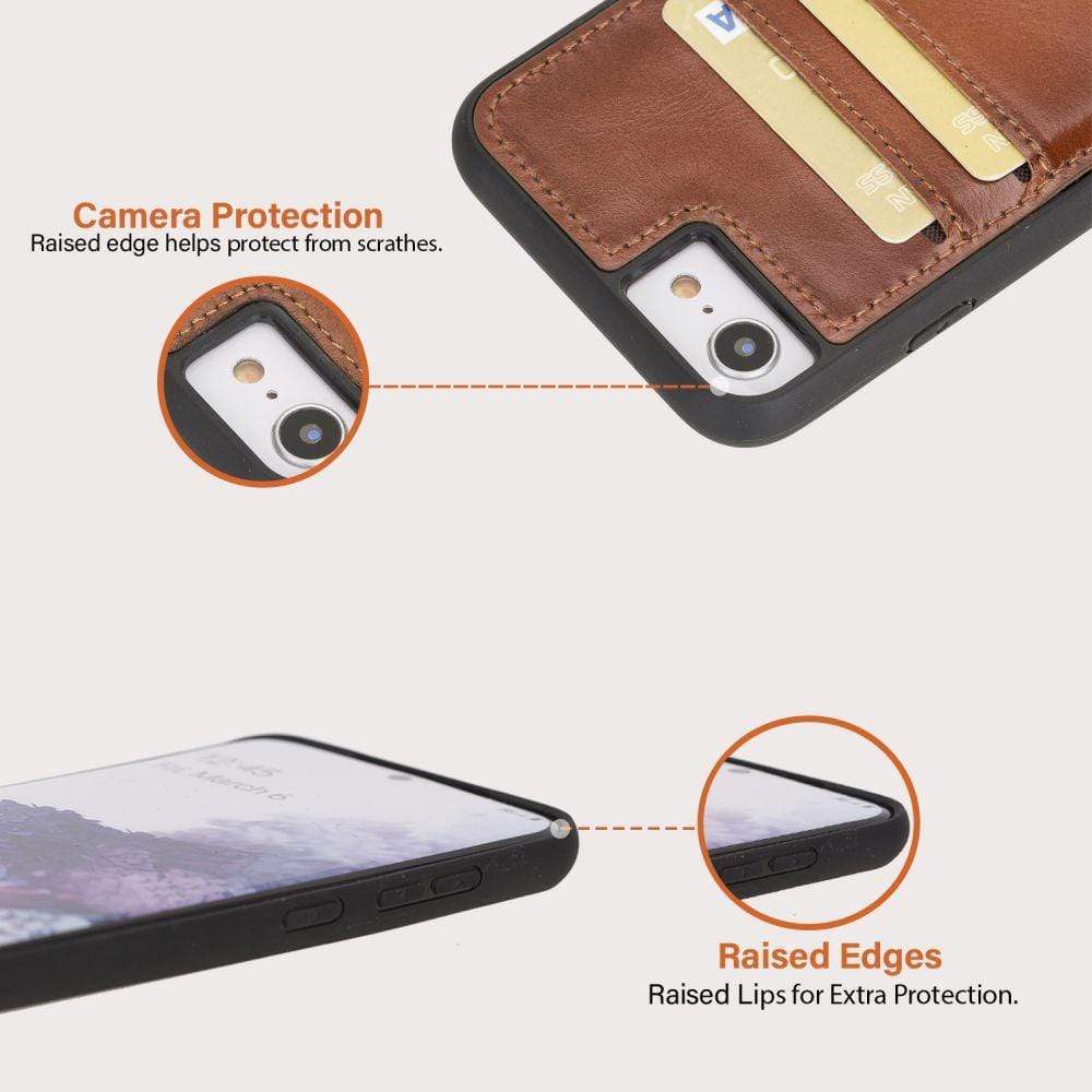 Phone Case Leather Ultra Cover with Credit Card Slots for Apple iphone SE2/7/8 - Vegetal Dark Blue Bouletta Shop