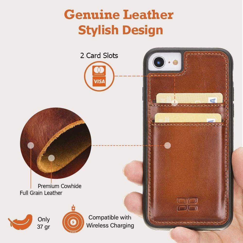 Phone Case Leather Ultra Cover with Credit Card Slots for Apple iphone SE2/7/8 - Vegetal Dark Blue Bouletta Shop