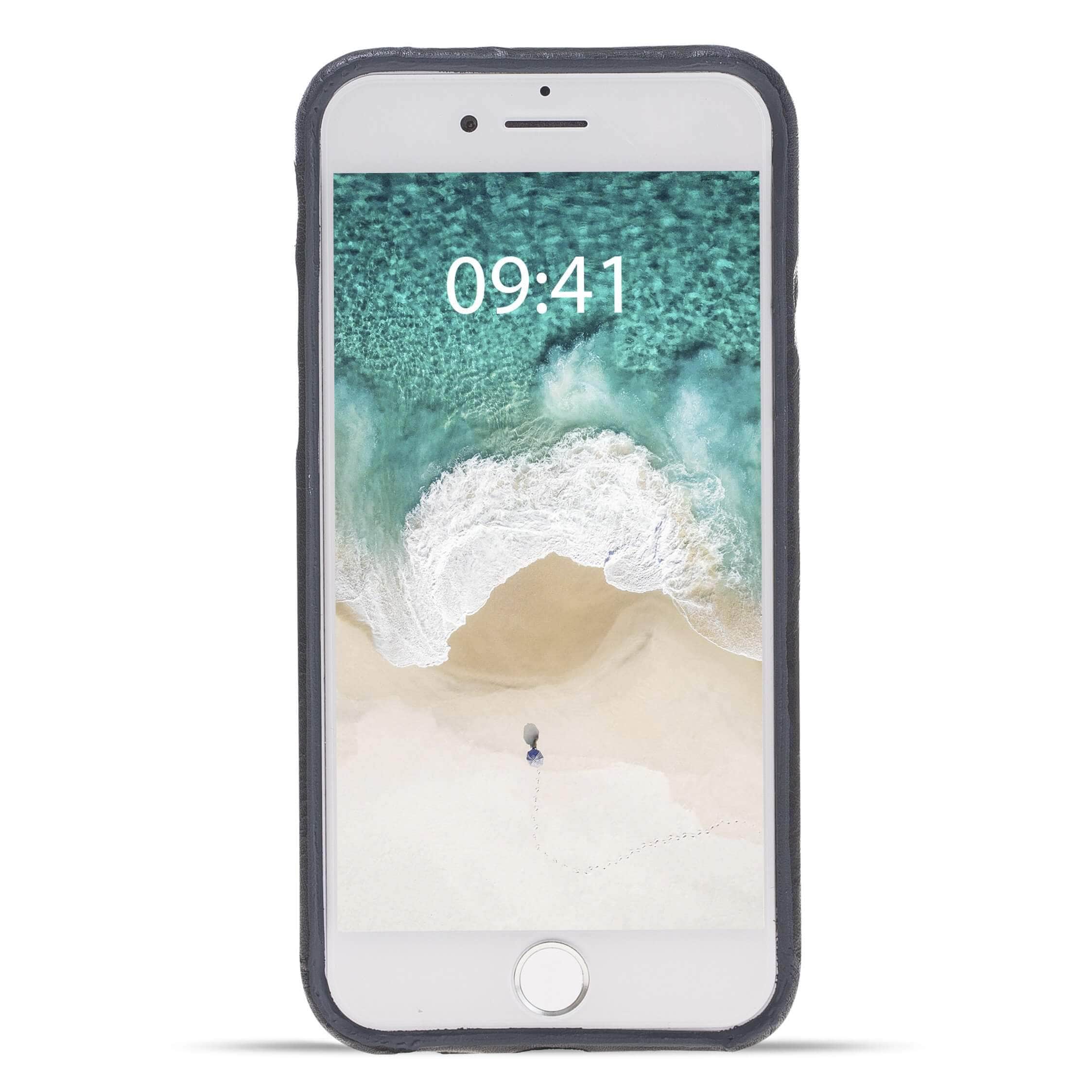 Phone Case Leather Ultra Cover with Credit Card Slots for Apple iphone SE2/7/8 - Vegetal Dark Blue Bouletta Shop