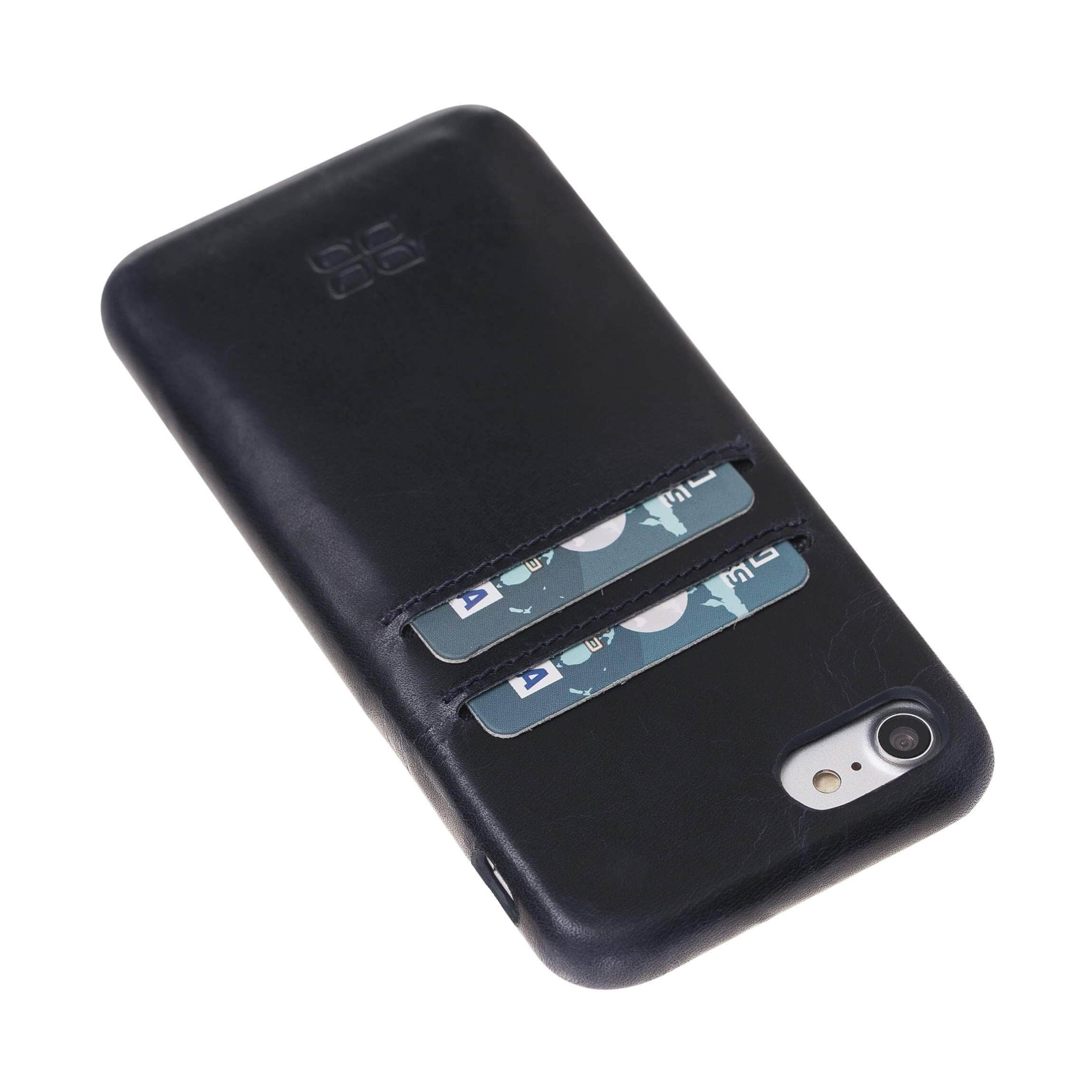 Phone Case Leather Ultra Cover with Credit Card Slots for Apple iphone SE2/7/8 - Vegetal Dark Blue Bouletta Shop