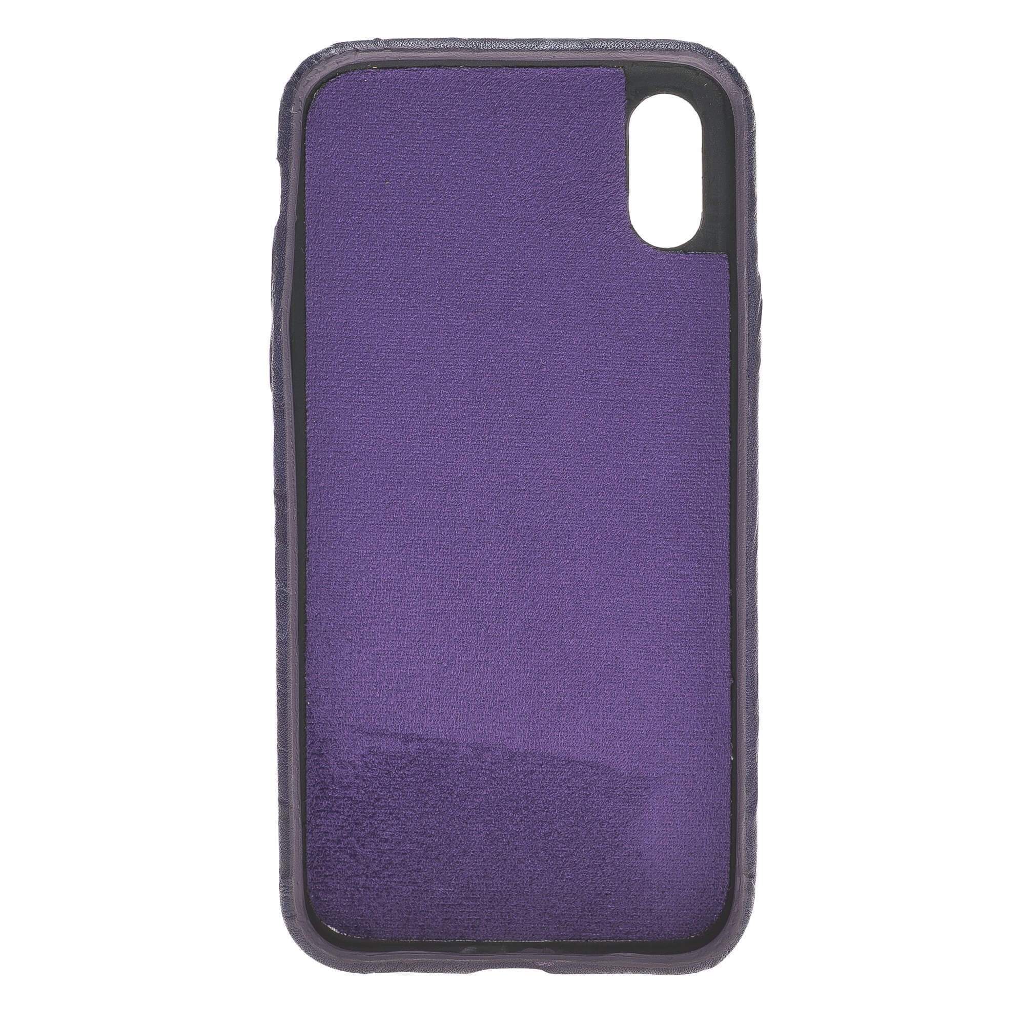 Leather Ultra Cover with Credit Card Slots for Apple iPhone X/XS - Creased Purple Bouletta Shop