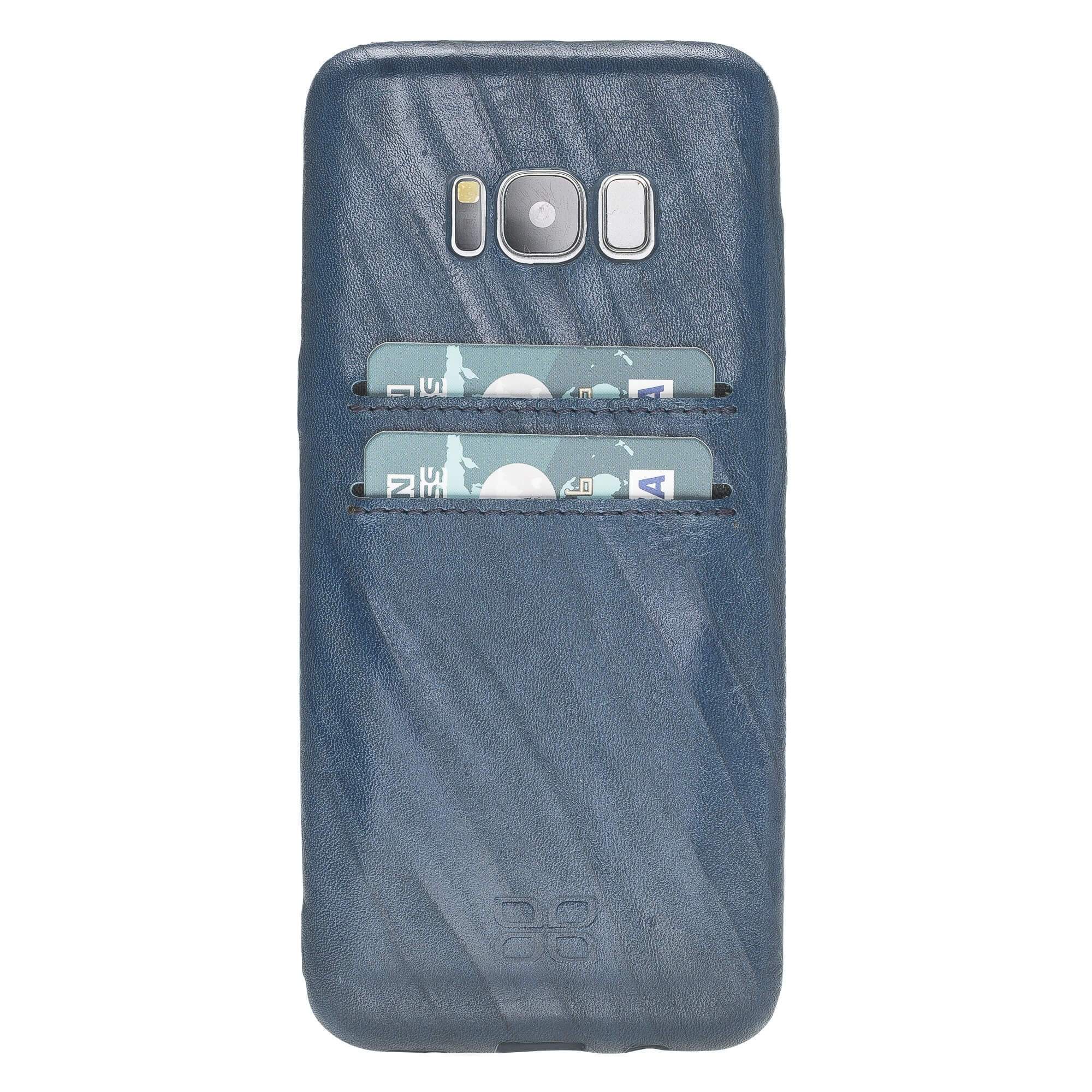 Phone Case Leather Ultra Cover with Credit Card Slots for Samsung S8 - Creased Blue Bouletta Shop