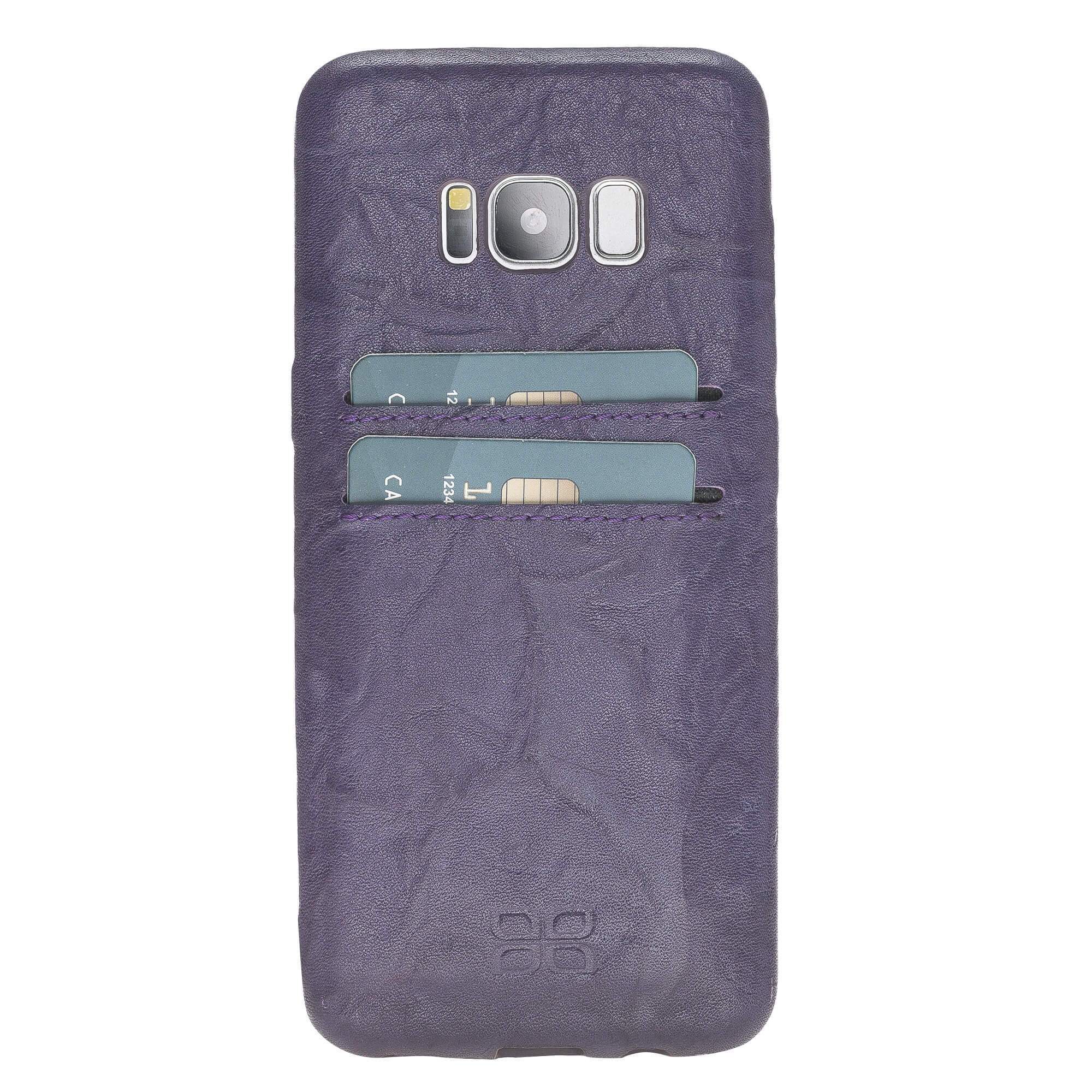 Phone Case Leather Ultra Cover with Credit Card Slots for Samsung S8 - Creased Purple Bouletta Shop