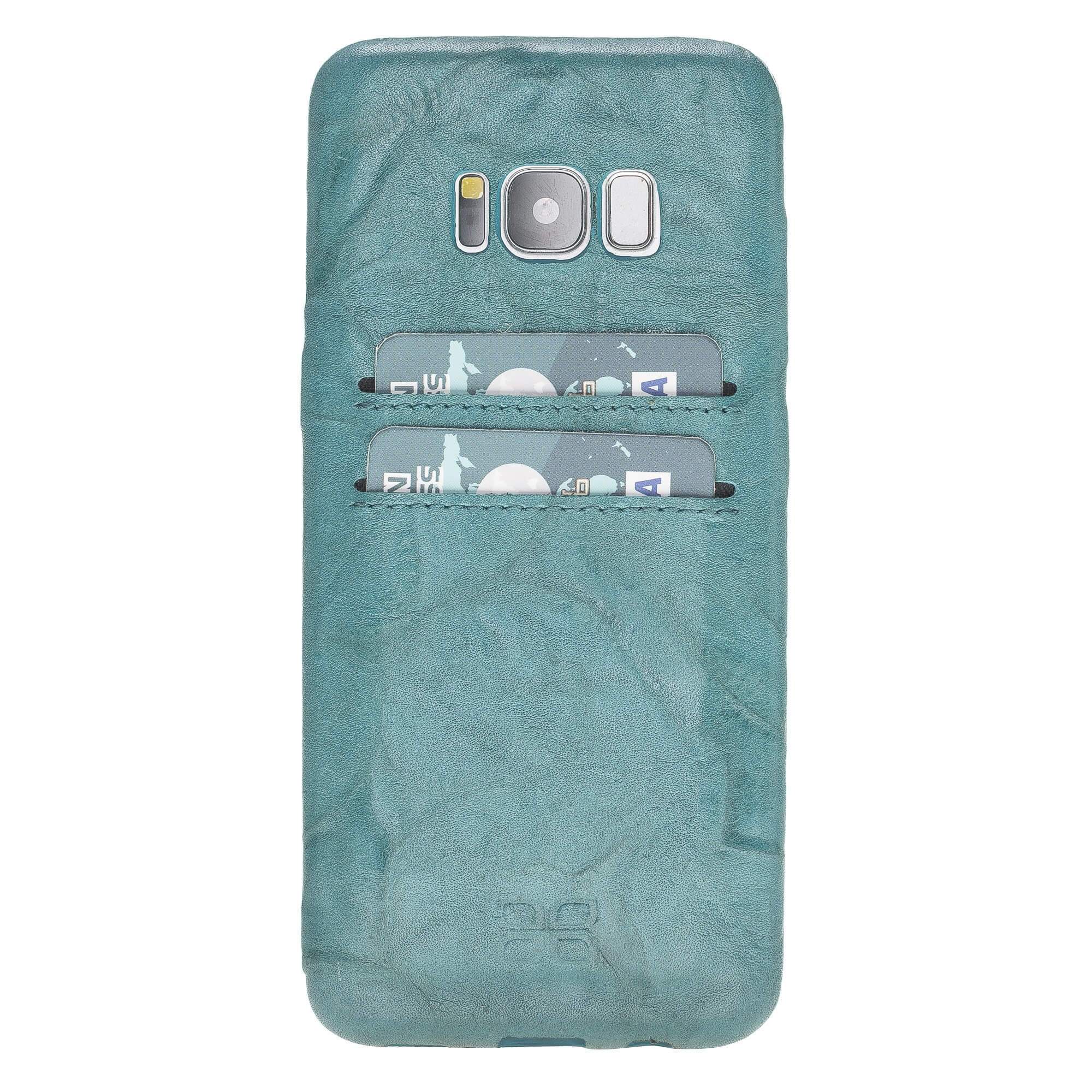 Phone Case Leather Ultra Cover with Credit Card Slots for Samsung S8  - Creased Turquoise Bouletta Shop