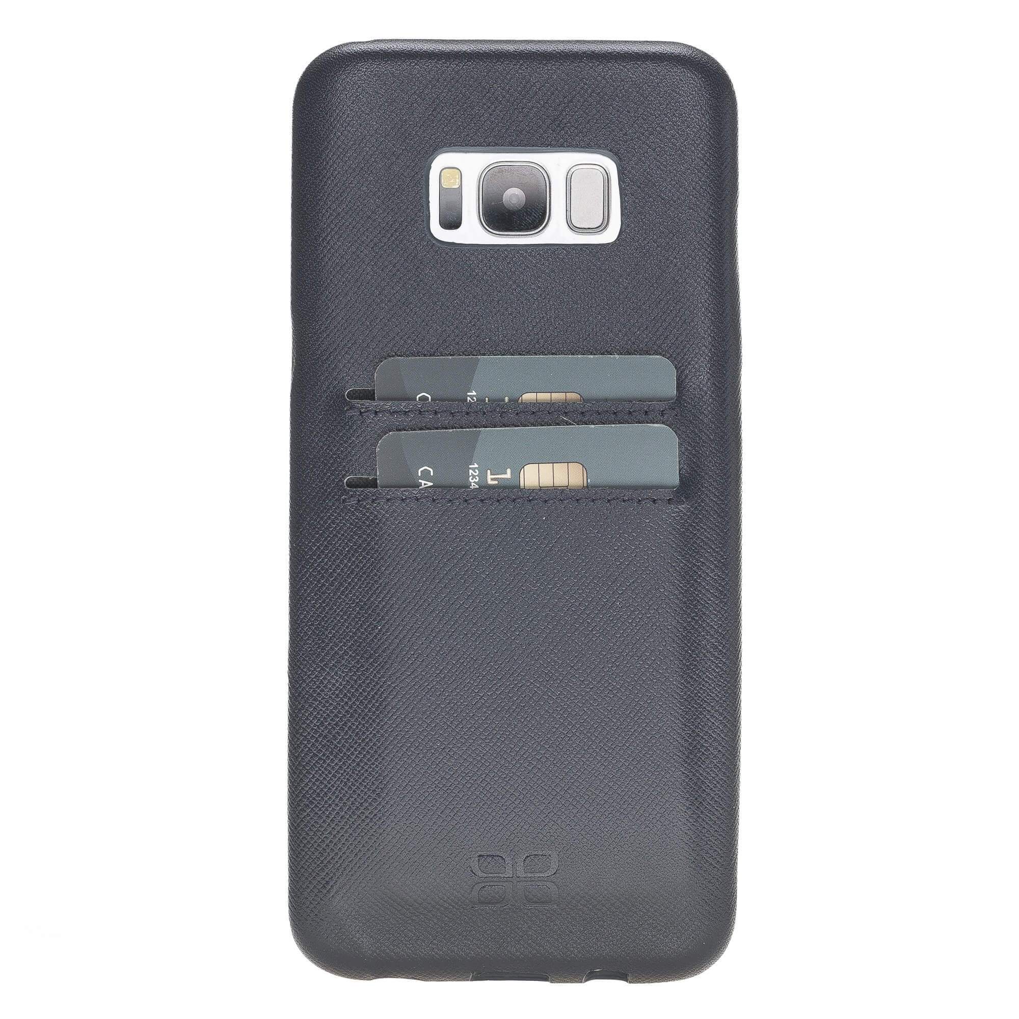 Phone Case Leather Ultra Cover with Credit Card Slots for Samsung S8 Plus - Saffiano Navy Blue Bouletta Shop