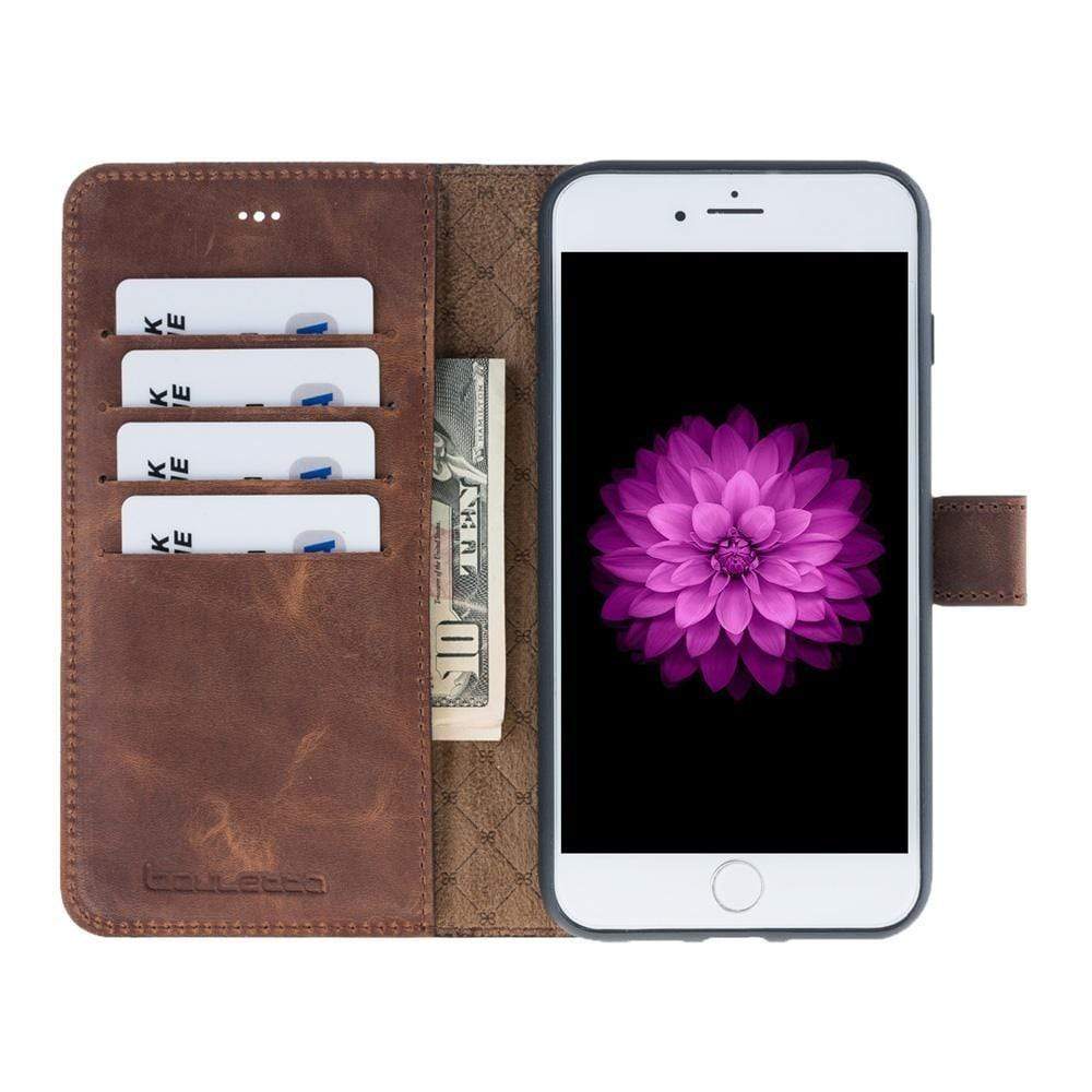 Phone Case Magnetic Detachable Leather Wallet Case for Apple iPhone 7/8 Plus - Antic Brown Bouletta Shop