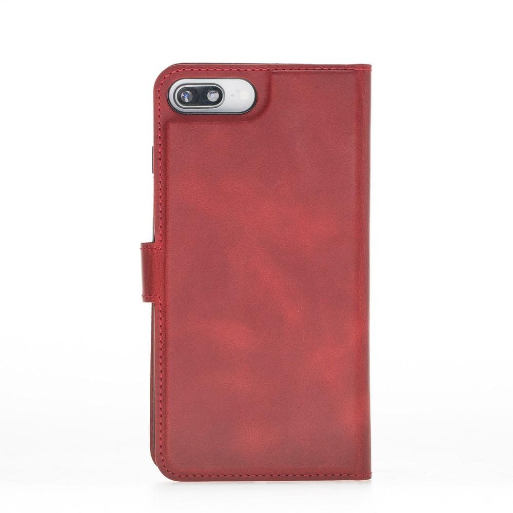 Phone Case Magnetic Detachable Leather Wallet Case for Apple iPhone 7/8 Plus - Crazy Red Bouletta Shop