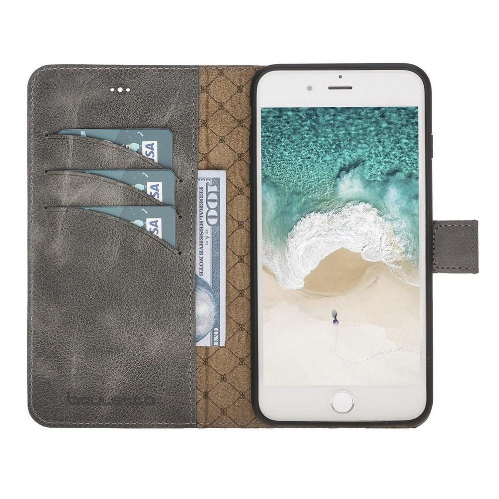 Phone Case Magnetic Detachable Leather Wallet Case for Apple iPhone 7/8 Plus - Tiguan Grey Bouletta Case