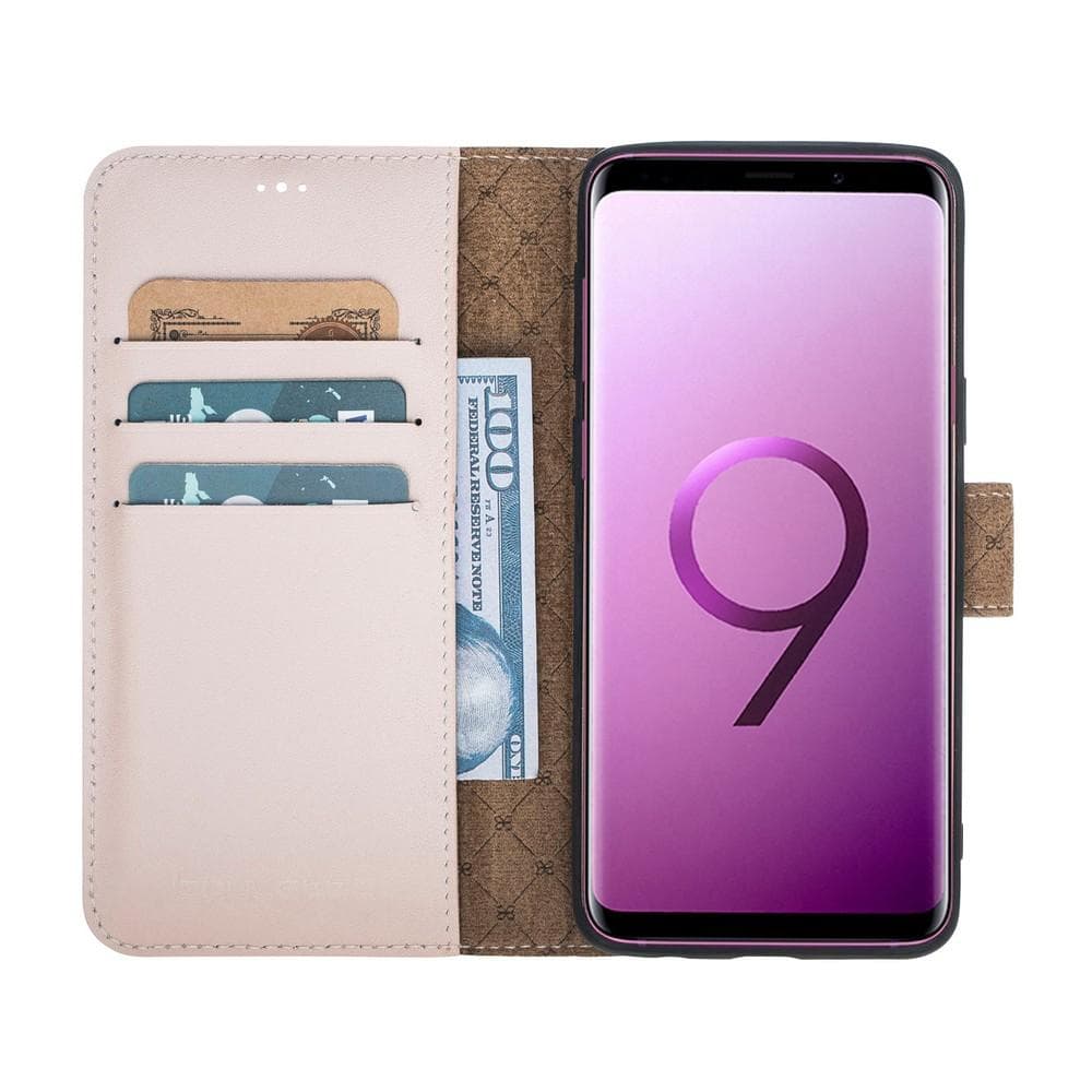 Phone Case Magnetic Detachable Leather Wallet Case for Samsung Galaxy S9 - Nude Bouletta Case