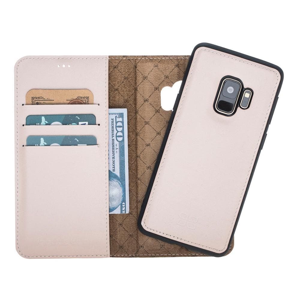 Phone Case Magnetic Detachable Leather Wallet Case for Samsung Galaxy S9 - Nude Bouletta Case