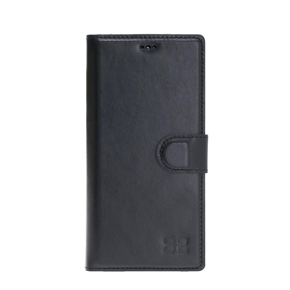 Phone Case Magnetic Detachable Leather Wallet Case for Samsung Note 10 - Rustic Black Bouletta Case