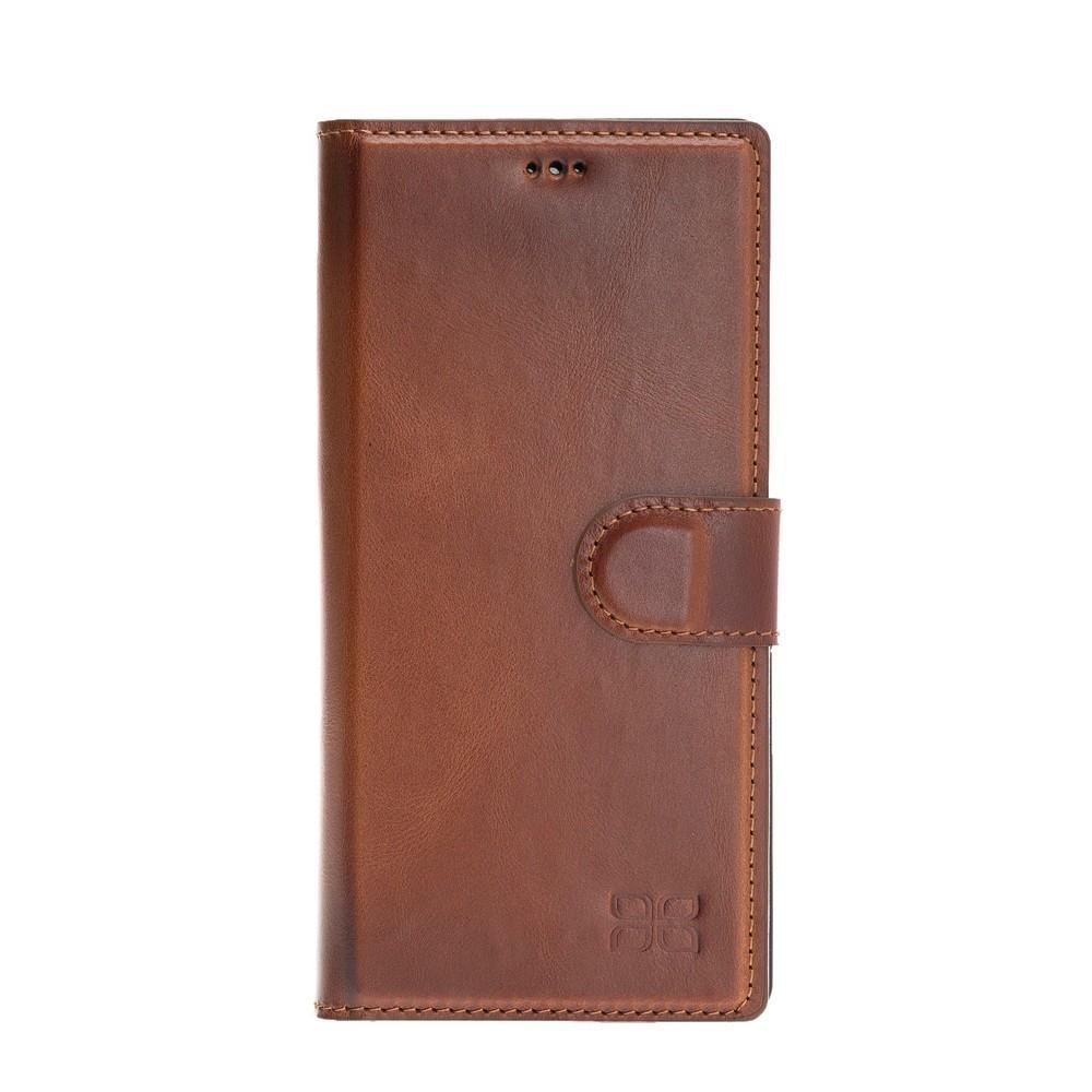 Phone Case Magnetic Detachable Leather Wallet Case for Samsung Note 10 - Rustic Tan with Effect Bouletta Case