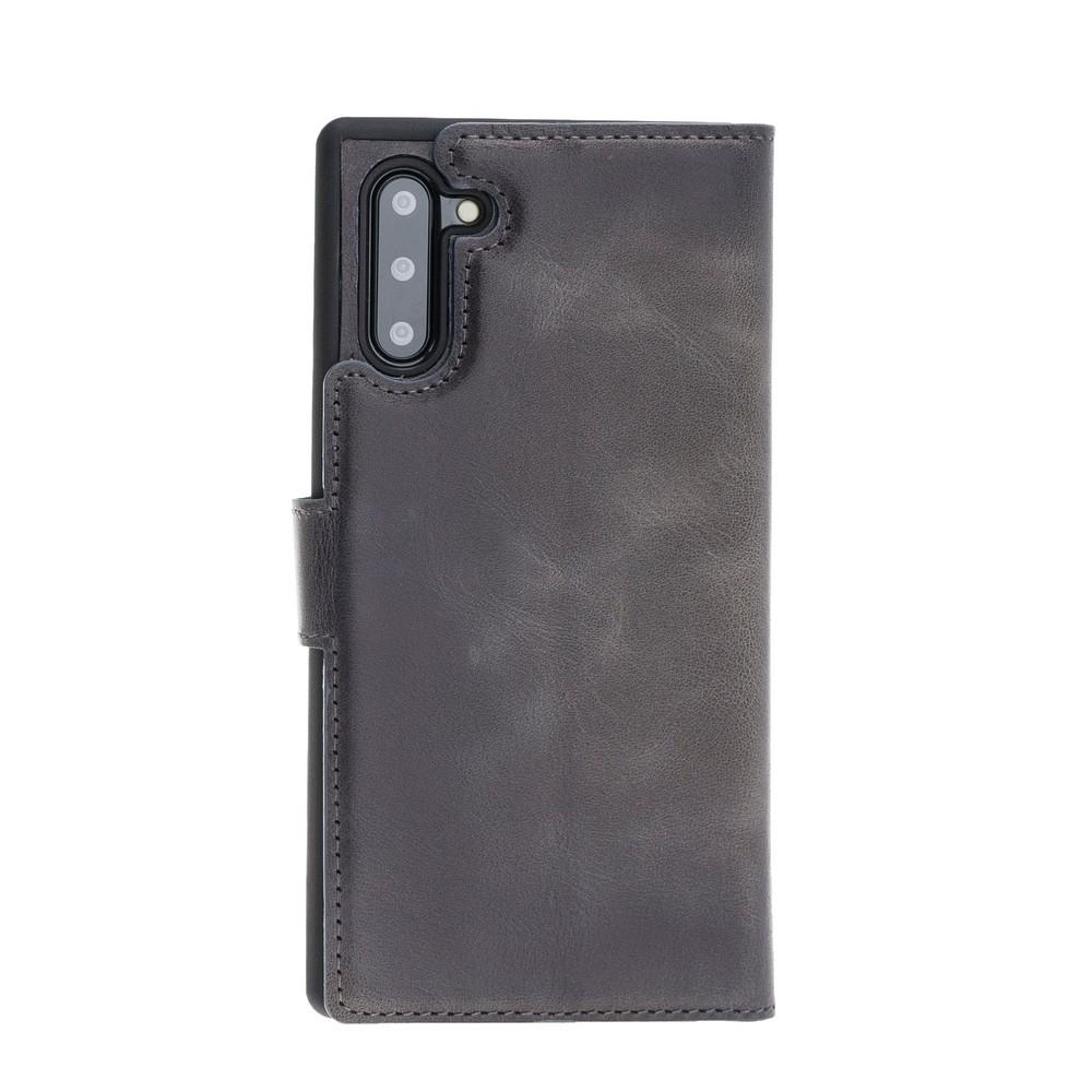 Phone Case Magnetic Detachable Leather Wallet Case for Samsung Note 10 - Tiguan Grey with Effect Bouletta Case