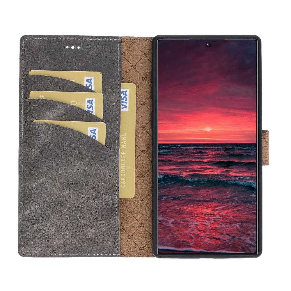 Phone Case Magnetic Detachable Leather Wallet Case for Samsung Note 10 - Tiguan Grey with Effect Bouletta Case