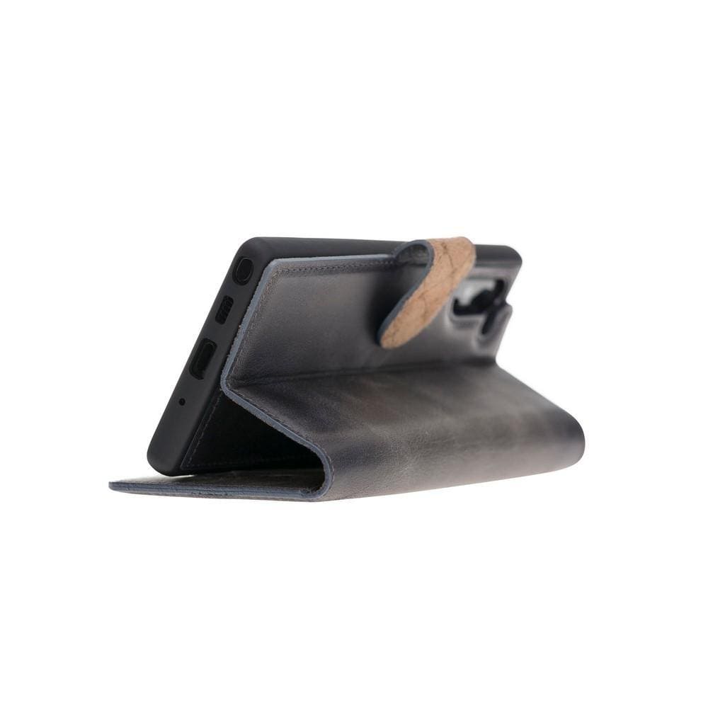 Phone Case Magnetic Detachable Leather Wallet Case for Samsung Note 10 - Tiguan Grey with Effect Bouletta Case