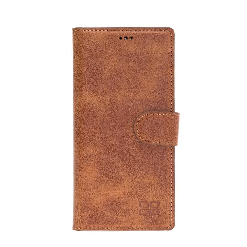 Phone Case Magnetic Detachable Leather Wallet Case for Samsung Note 10 - Tiguan Tan with Vein Bouletta Case