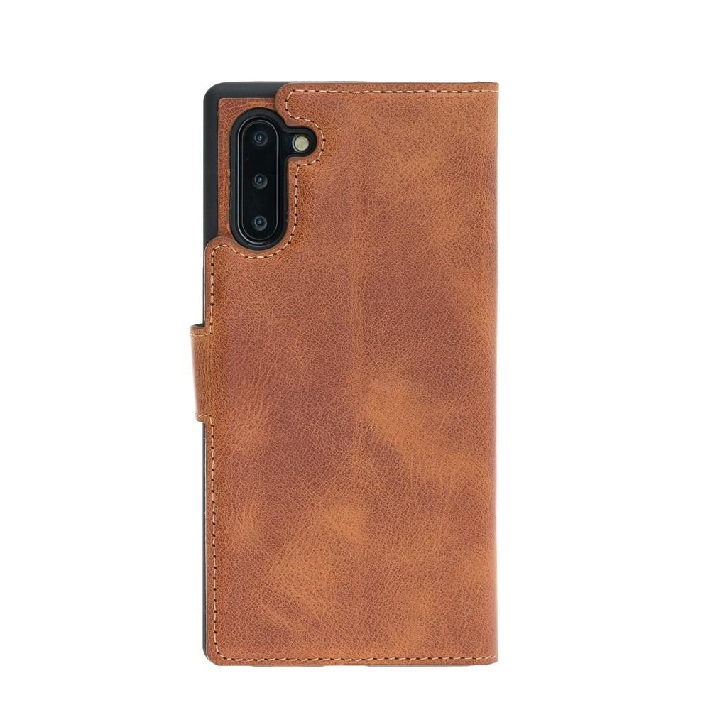 Phone Case Magnetic Detachable Leather Wallet Case for Samsung Note 10 - Tiguan Tan with Vein Bouletta Case