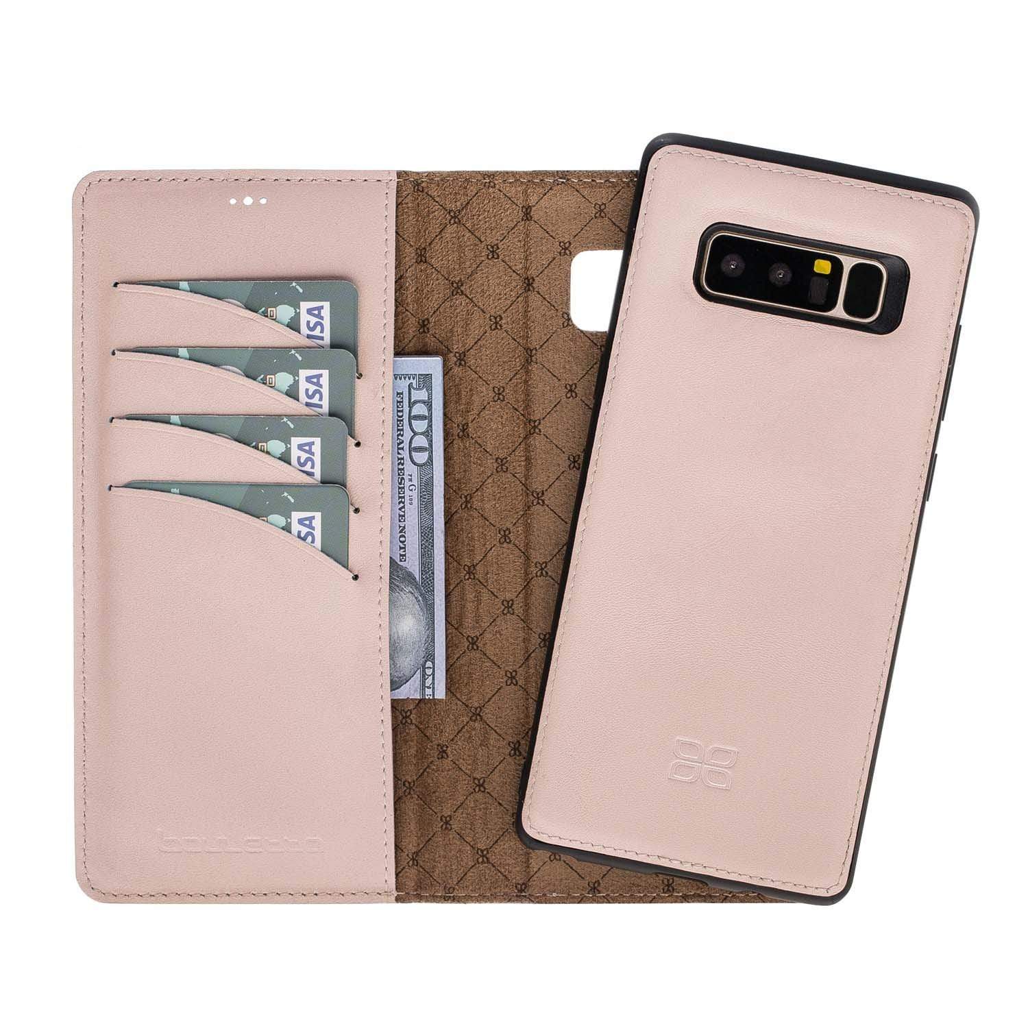 Phone Case Magnetic Detachable Leather Wallet Case for Samsung Note 8 - Nude Pink Bouletta Case