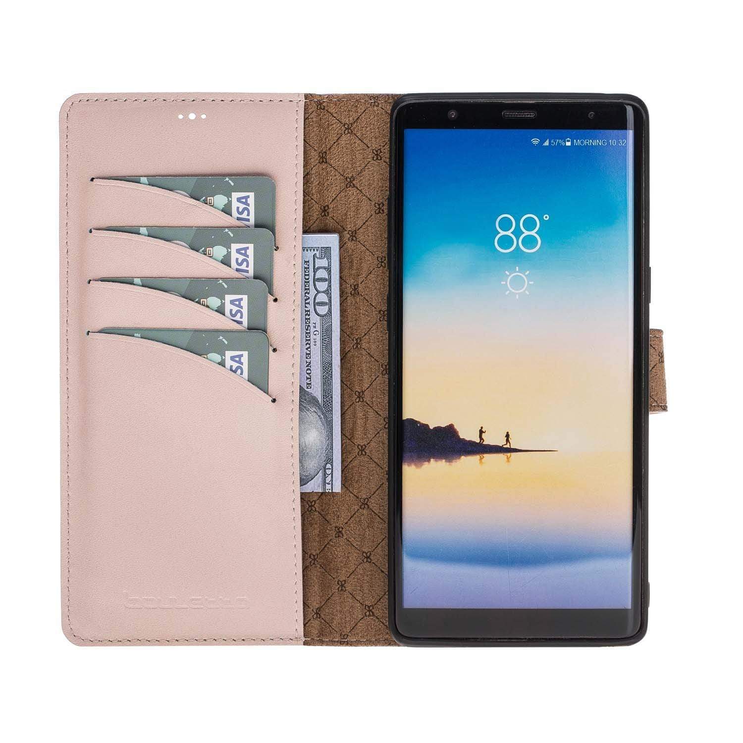 Phone Case Magnetic Detachable Leather Wallet Case for Samsung Note 8 - Nude Pink Bouletta Case