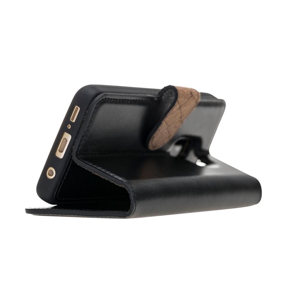 Phone Case Magnetic Detachable Leather Wallet Case with RFID Blocker for Samsung Galaxy S9 - Rustic Black Bouletta Case