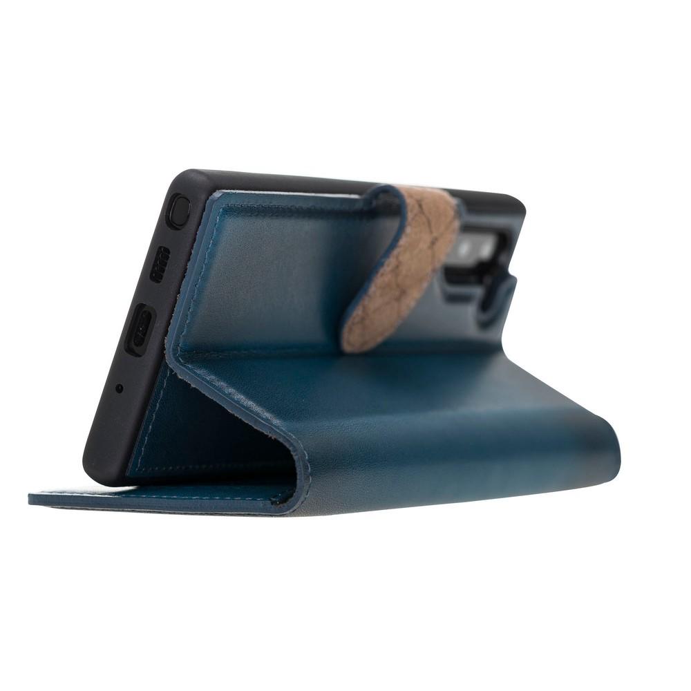 Phone Case Magnetic Detachable Leather Wallet Case with RFID Blocker for Samsung Note 10 - Burnished Navy Blue Bouletta Case