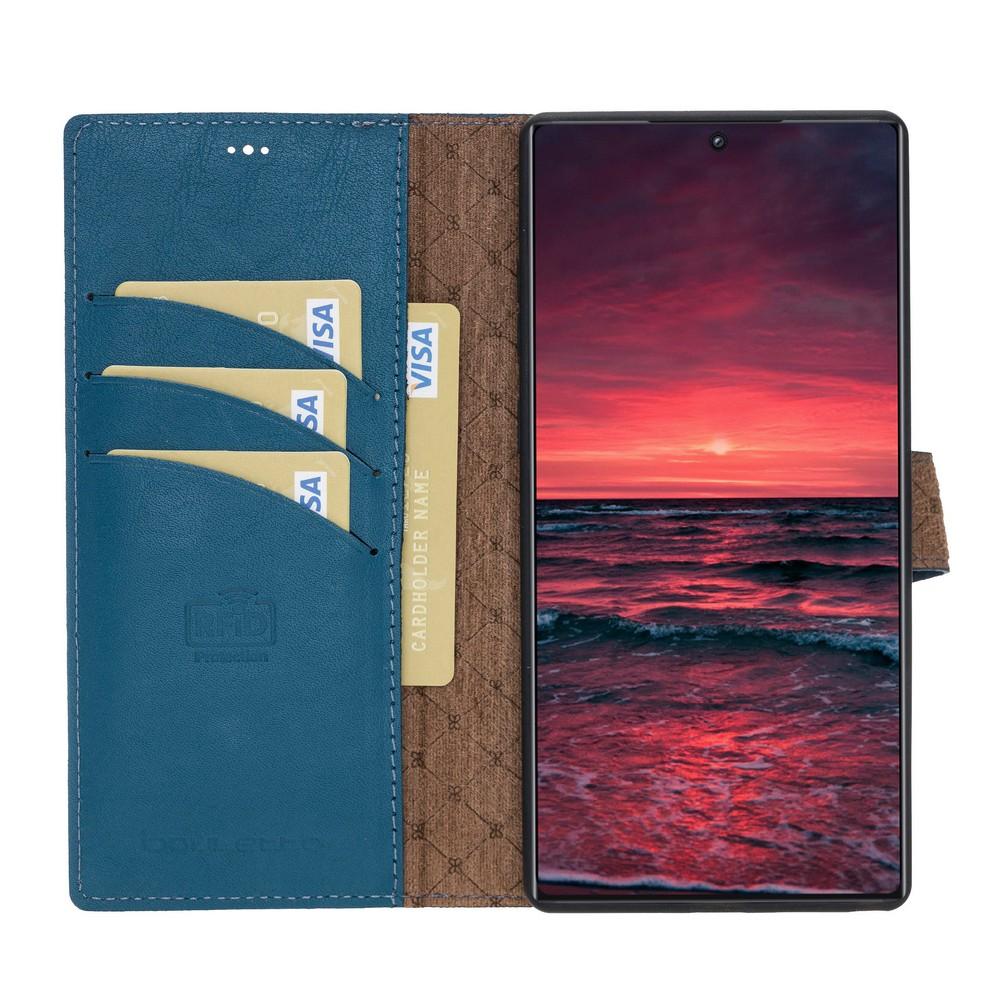 Phone Case Magnetic Detachable Leather Wallet Case with RFID Blocker for Samsung Note 10 Plus - Burnished Navy Blue Bouletta Case