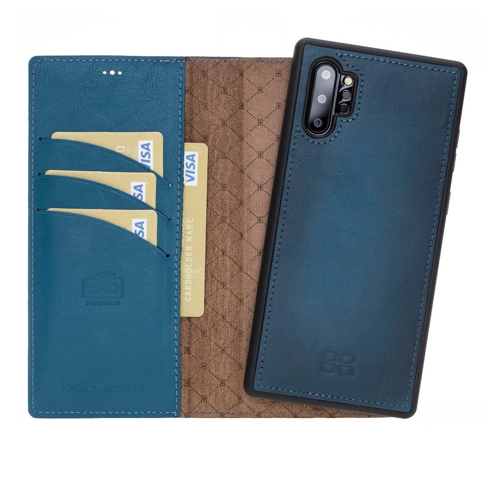 Phone Case Magnetic Detachable Leather Wallet Case with RFID Blocker for Samsung Note 10 Plus - Burnished Navy Blue Bouletta Case