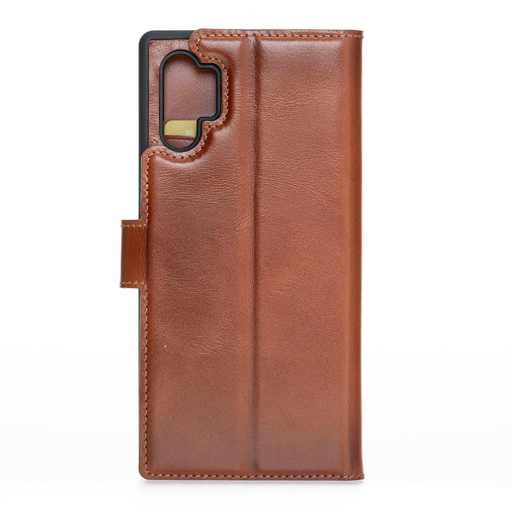 Phone Case Magnetic Detachable Leather Wallet Case with RFID Blocker for Samsung Note 10 Plus - Rustic Tan with Effect Bouletta Case