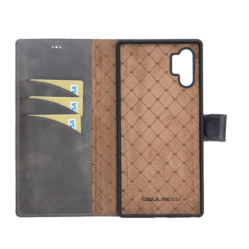 Phone Case Magnetic Detachable Leather Wallet Case with RFID Blocker for Samsung Note 10 Plus - Tiguan Grey with Effect Bouletta Case