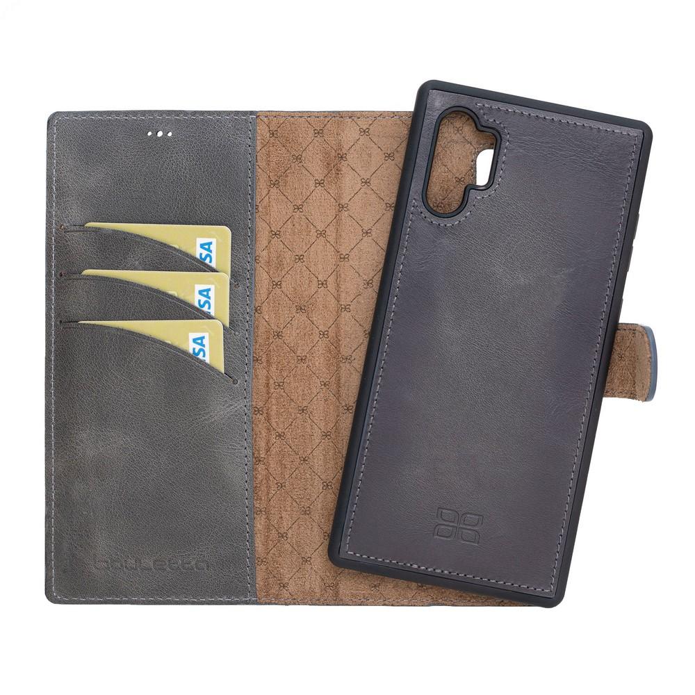 Phone Case Magnetic Detachable Leather Wallet Case with RFID Blocker for Samsung Note 10 Plus - Tiguan Grey with Effect Bouletta Case