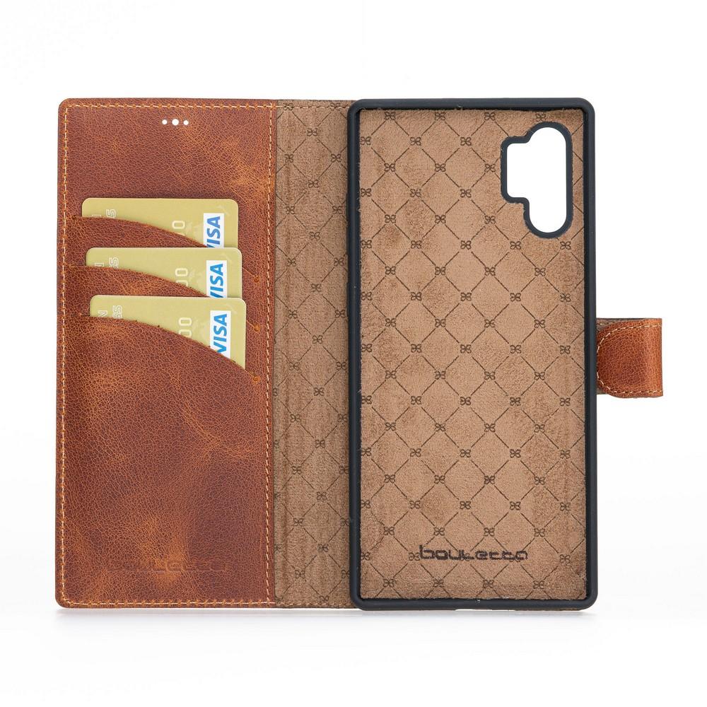 Phone Case Magnetic Detachable Leather Wallet Case with RFID Blocker for Samsung Note 10 Plus - Tiguan Tan with Vein Bouletta Case
