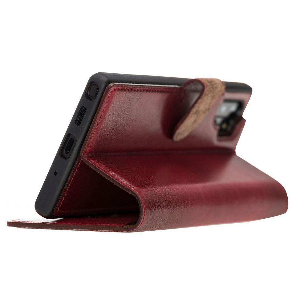 Phone Case Magnetic Detachable Leather Wallet Case with RFID Blocker for Samsung Note 10 Plus - Vegetal Burnished Red Bouletta Case