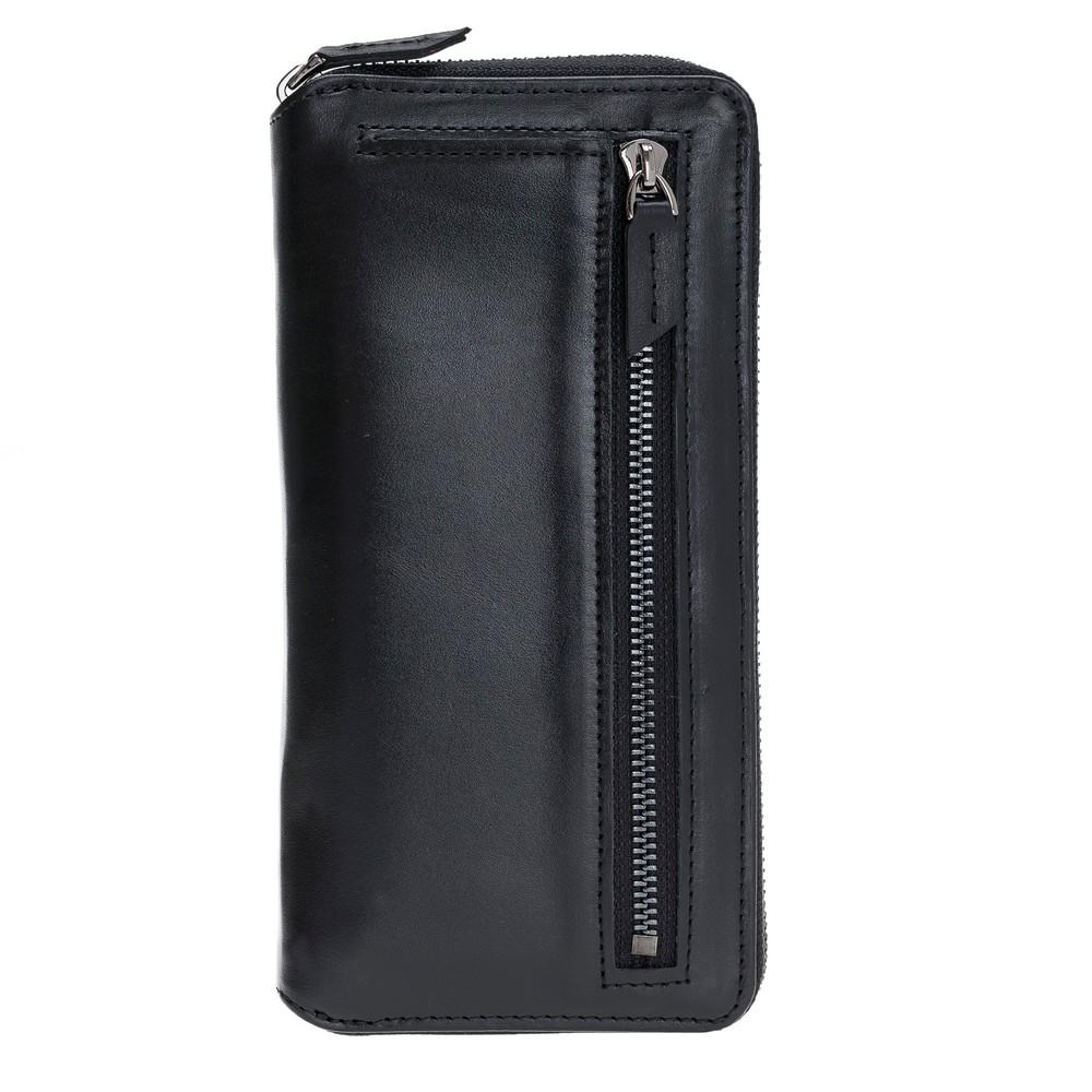 Phone Case Pouch Magnetic Detachable Leather Wallet Case with RFID Blocker for Samsung Note 10 Plus - Rustic Black Bouletta Case