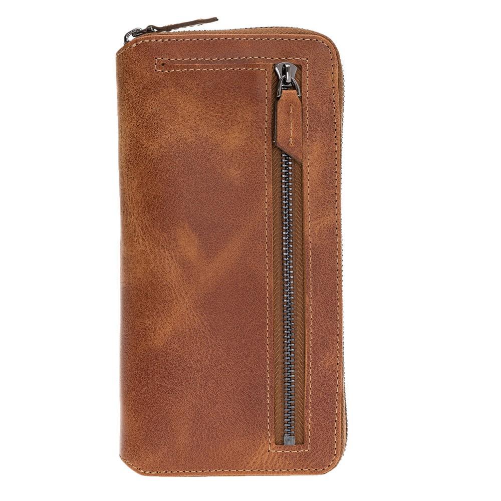 Phone Case Pouch Magnetic Detachable Leather Wallet Case with RFID Blocker for Samsung Note 10 Plus - Tiguan Tan with Vein Bouletta Case