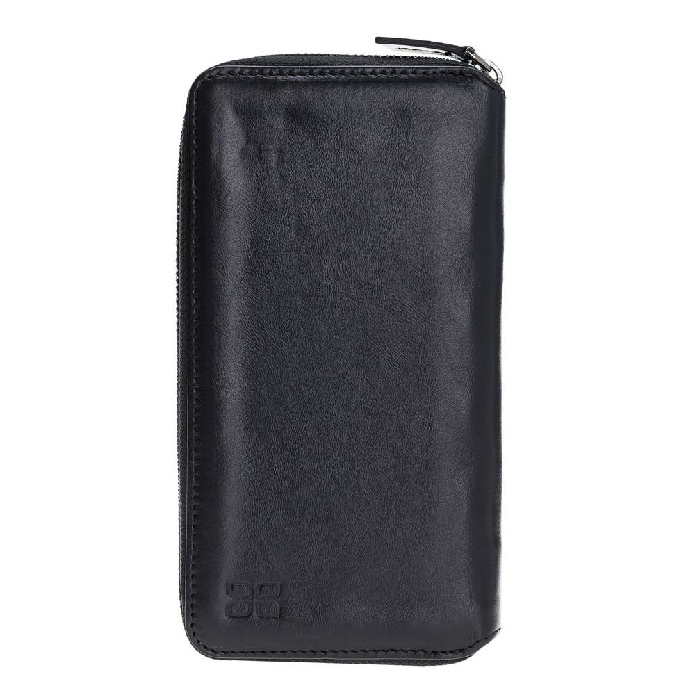 Phone Case Pouch Magnetic Detachable Leather Wallet Case with RFID Blocker for Samsung Note 10 - Rustic Black Bouletta Case