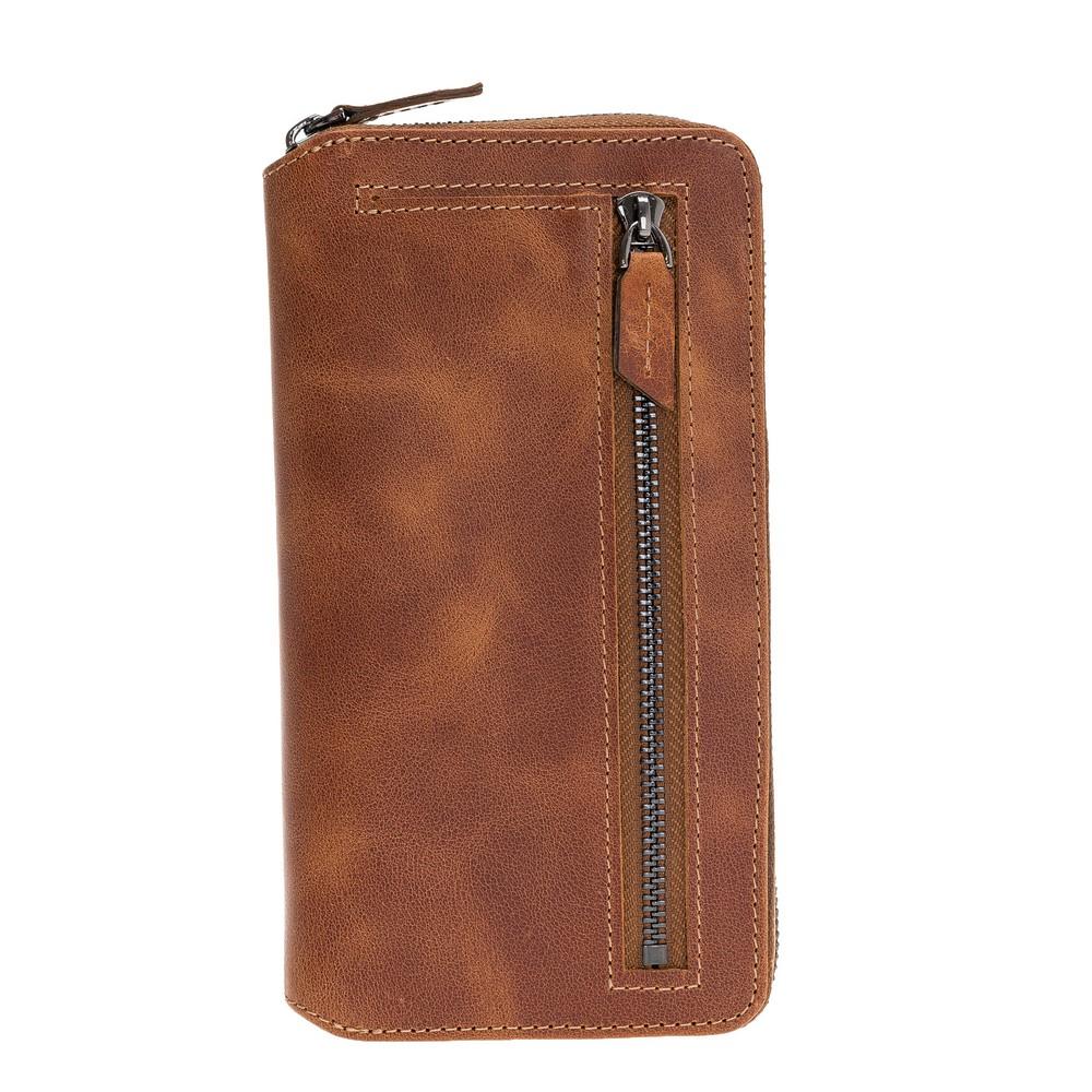 Phone Case Pouch Magnetic Detachable Leather Wallet Case with RFID Blocker for Samsung Note 10 - Tiguan Tan with Vein Bouletta Case