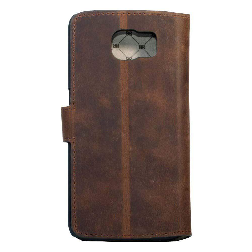 Phone Case Wallet Folio Case with ID slot for Samsung Galaxy S6 Edge - Antic Brown Bouletta Shop